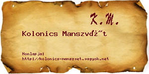 Kolonics Manszvét névjegykártya